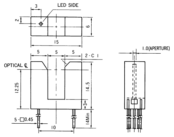 光電傳感器（光學(xué)傳感器）OJ-1301尺寸規(guī)格