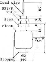 液位開關(guān)（液位傳感器/水位開關(guān)）RFS6-2尺寸規(guī)格